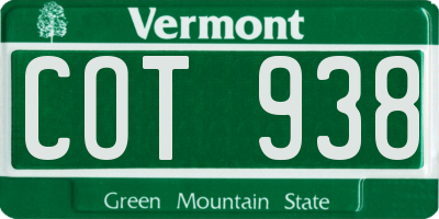 VT license plate COT938