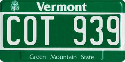 VT license plate COT939