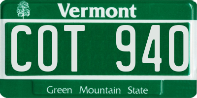 VT license plate COT940
