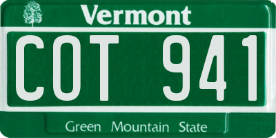 VT license plate COT941