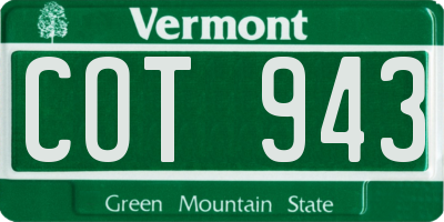VT license plate COT943