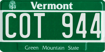 VT license plate COT944