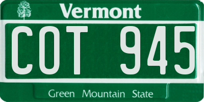 VT license plate COT945