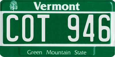 VT license plate COT946