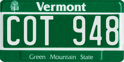 VT license plate COT948