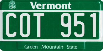 VT license plate COT951