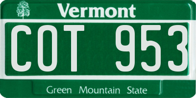 VT license plate COT953