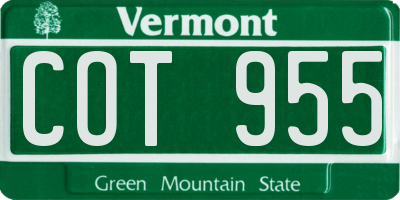 VT license plate COT955