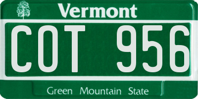 VT license plate COT956