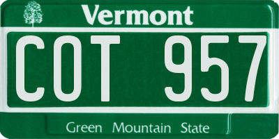 VT license plate COT957
