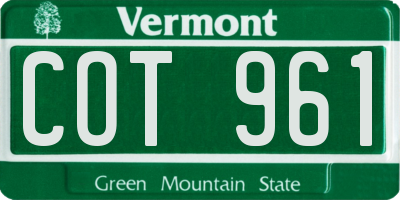 VT license plate COT961