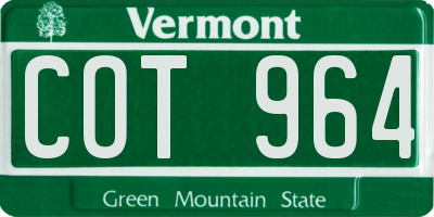 VT license plate COT964