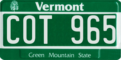 VT license plate COT965