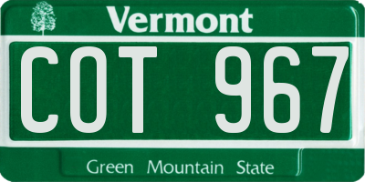 VT license plate COT967