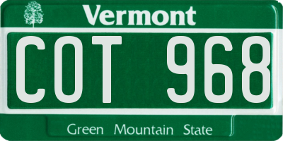 VT license plate COT968