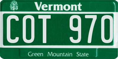 VT license plate COT970