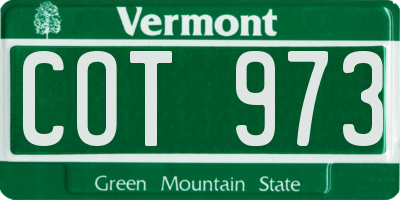 VT license plate COT973