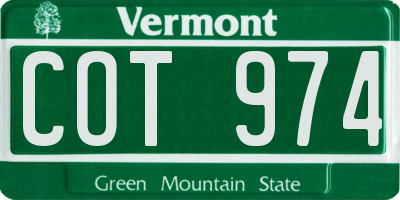 VT license plate COT974