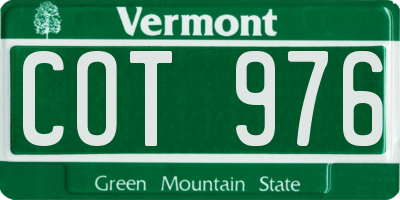 VT license plate COT976