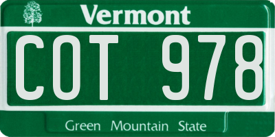 VT license plate COT978