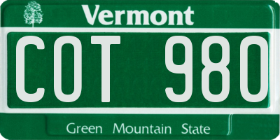 VT license plate COT980