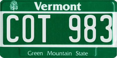 VT license plate COT983