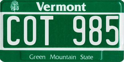 VT license plate COT985