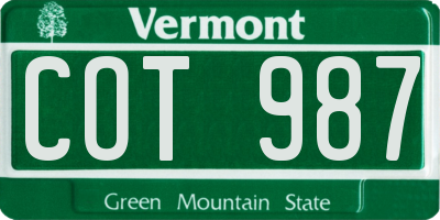 VT license plate COT987