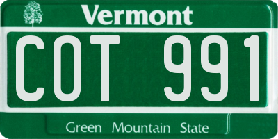 VT license plate COT991