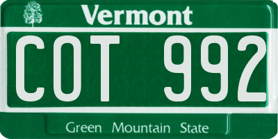 VT license plate COT992