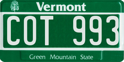 VT license plate COT993
