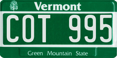 VT license plate COT995