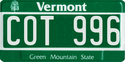 VT license plate COT996