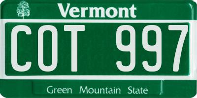 VT license plate COT997