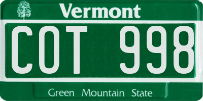 VT license plate COT998