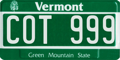 VT license plate COT999