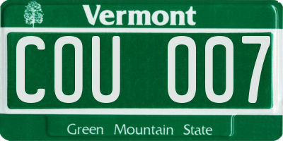 VT license plate COU007