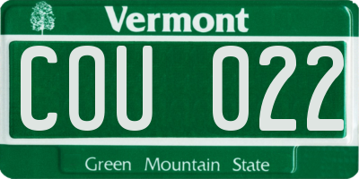 VT license plate COU022