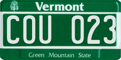 VT license plate COU023