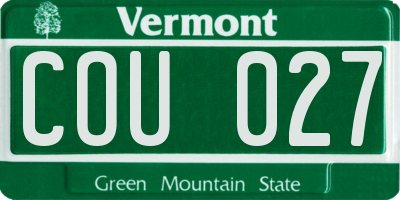 VT license plate COU027