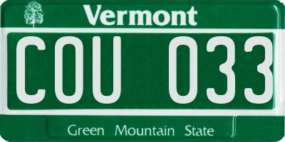 VT license plate COU033
