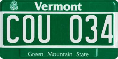 VT license plate COU034