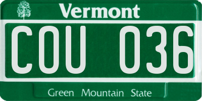 VT license plate COU036