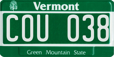VT license plate COU038