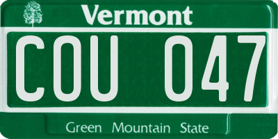 VT license plate COU047