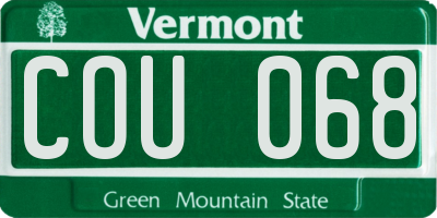 VT license plate COU068