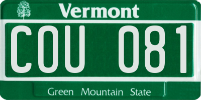 VT license plate COU081