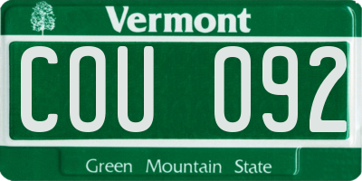 VT license plate COU092