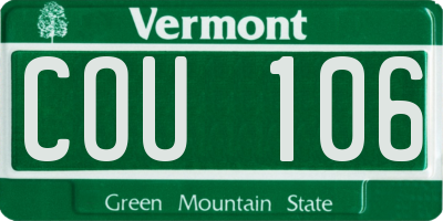 VT license plate COU106