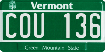 VT license plate COU136
